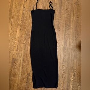 D&G Black Wool Maxi Dress with Spaghetti Straps, 26/40
